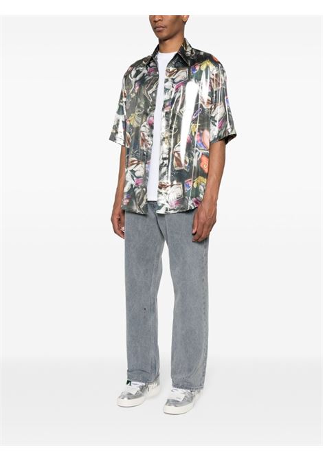 camicia con stampa laminata uomo multicolore in poliestere ACNE STUDIOS | BB0555BDZ
